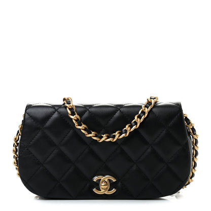 Chanel Calfskin Quilted Coco Mail Clutch With Chain Black 1 of 10
