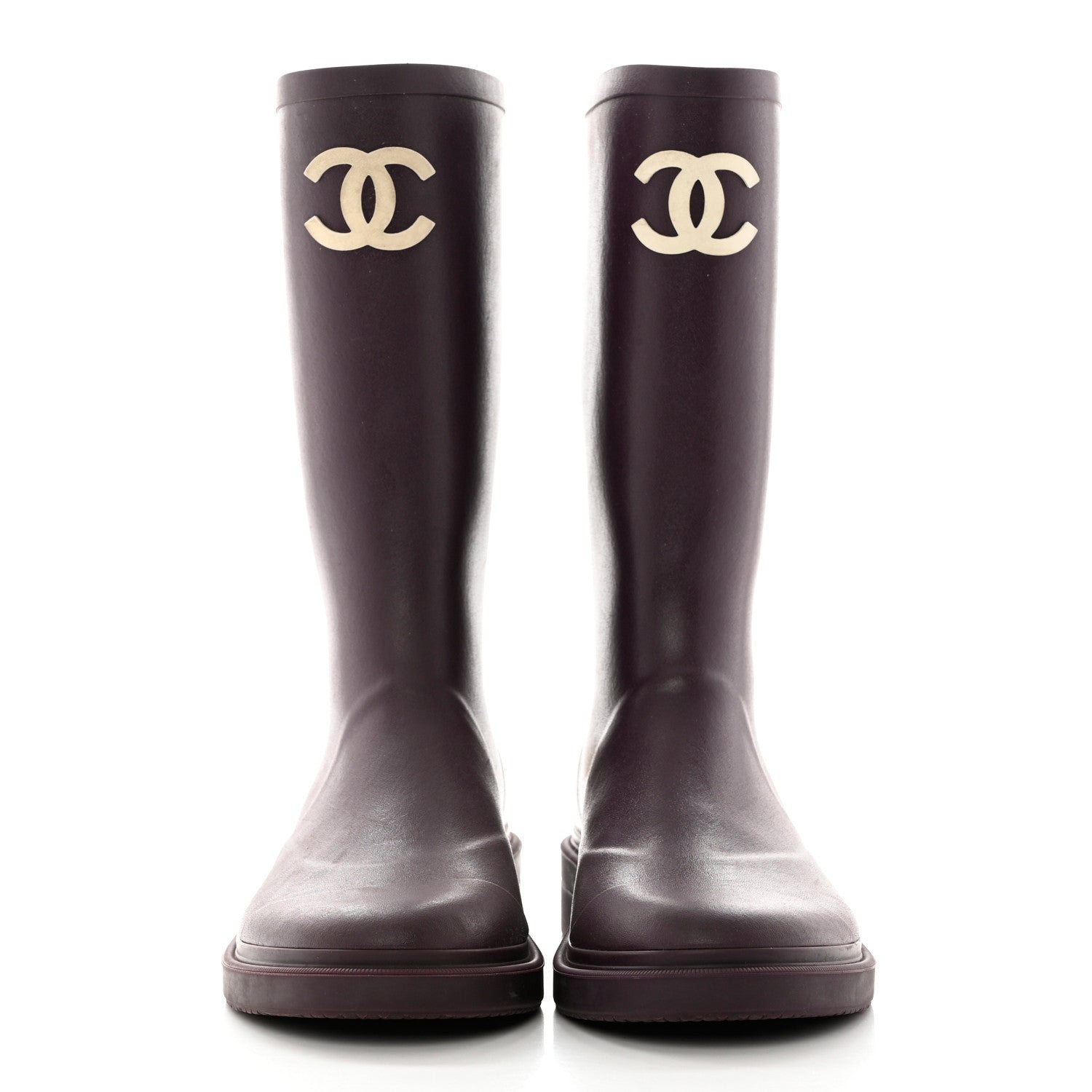 Chanel Caoutchouk CC High Boots 40 Dark Purple 2 of 8