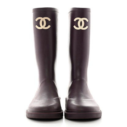 Chanel Caoutchouk CC High Boots 40 Dark Purple 2 of 8