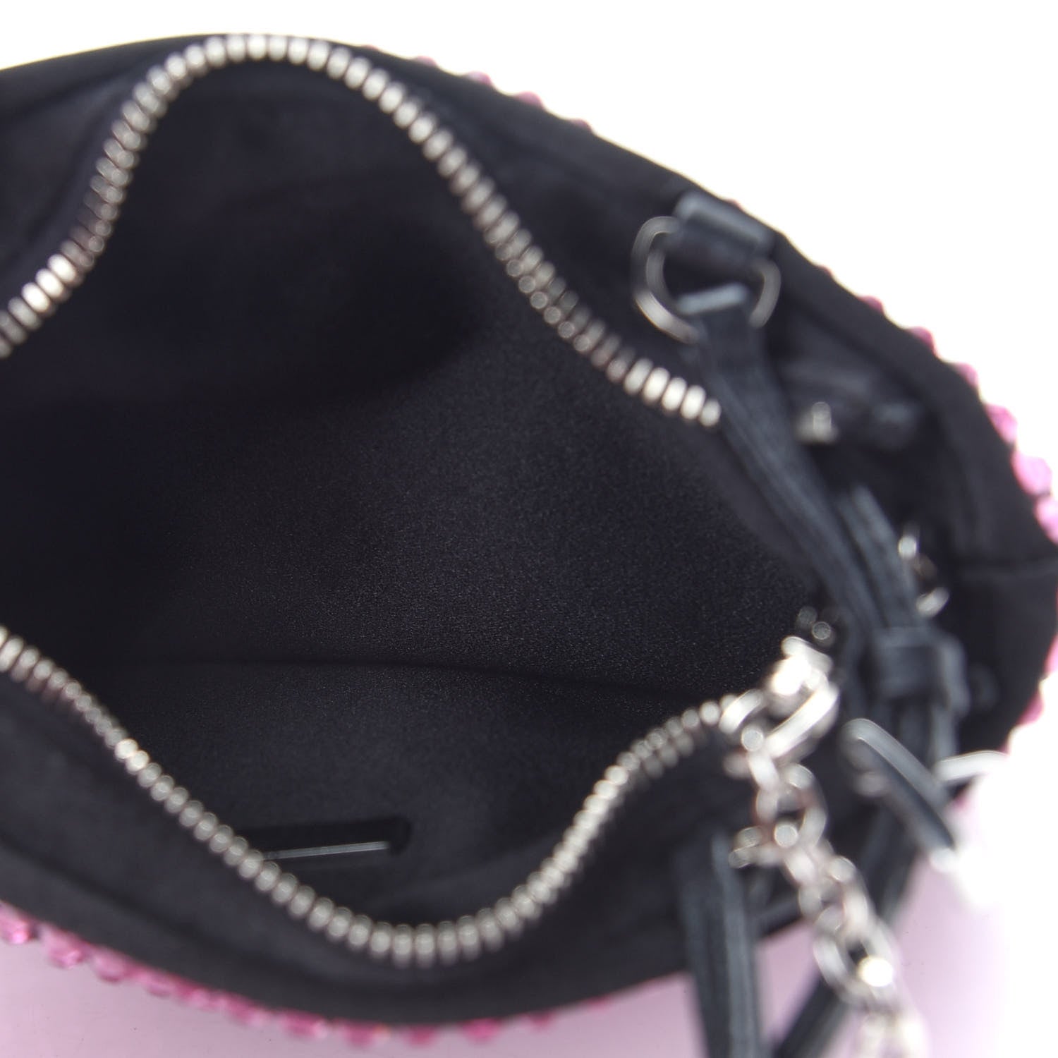 Prada Satin Crystal Metal Triangle Logo Chain Crossbody Handbag Rosa 5 of 8