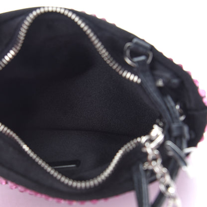 Prada Satin Crystal Metal Triangle Logo Chain Crossbody Handbag Rosa 5 of 8
