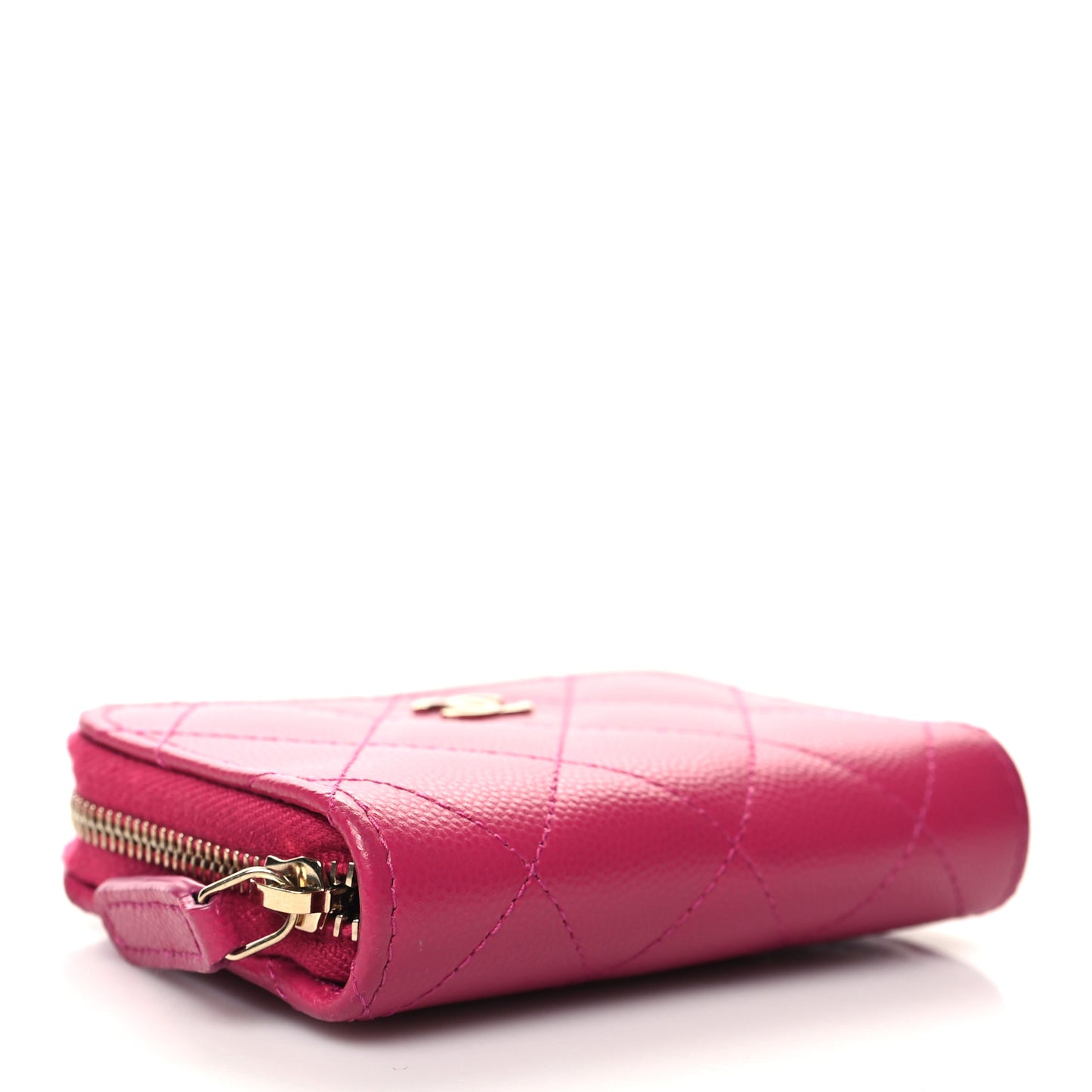 Caviar Quilted Zip Coin Purse Dark Pink