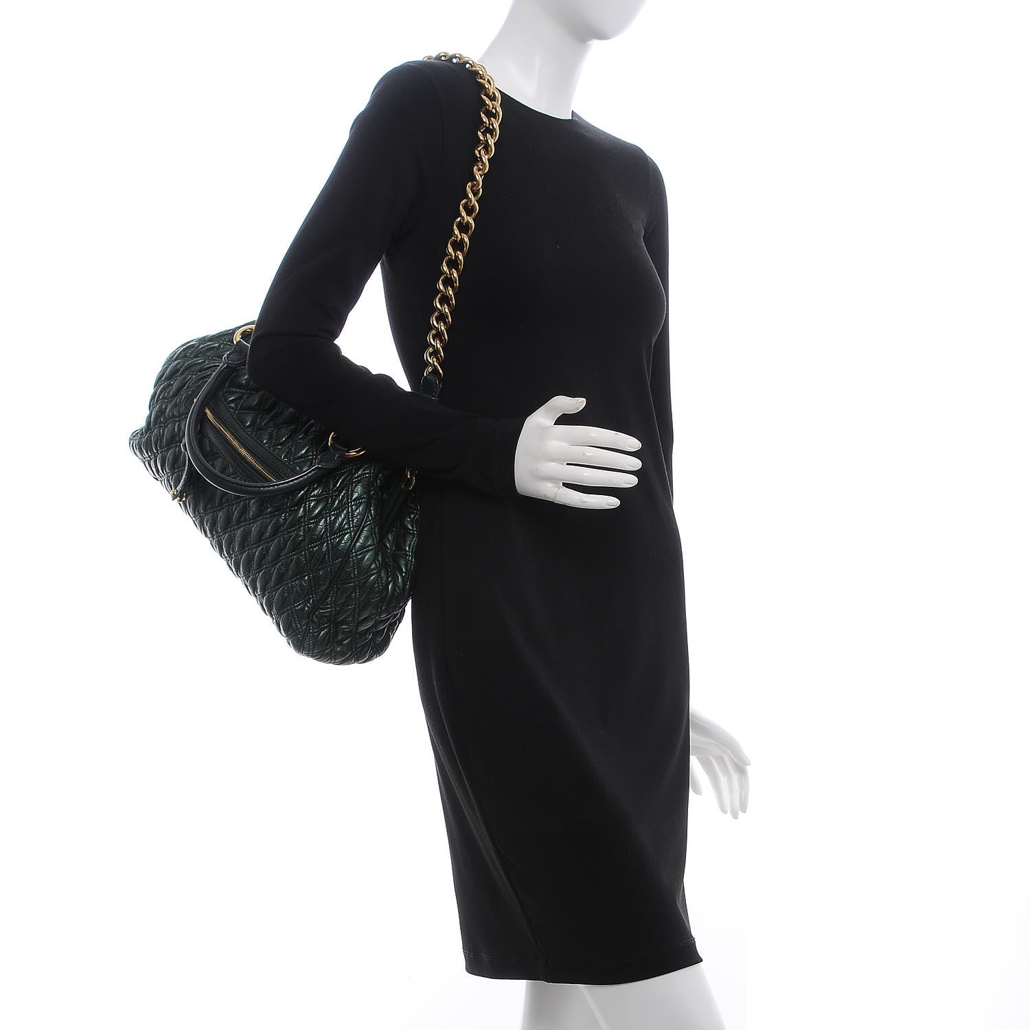 Marc Jacobs Calfskin Quilted Stam Emerald Green 2 of 9