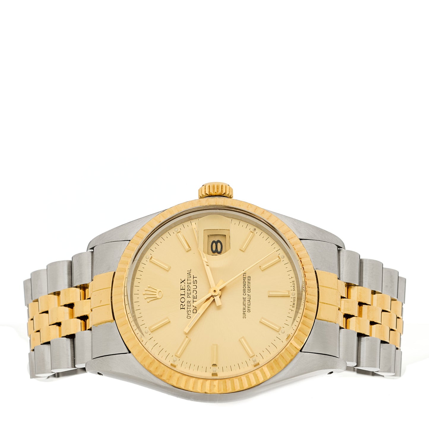 Stainless Steel 18K Yellow Gold 36mm Oyster Perpetual Datejust Watch Champagne 16013