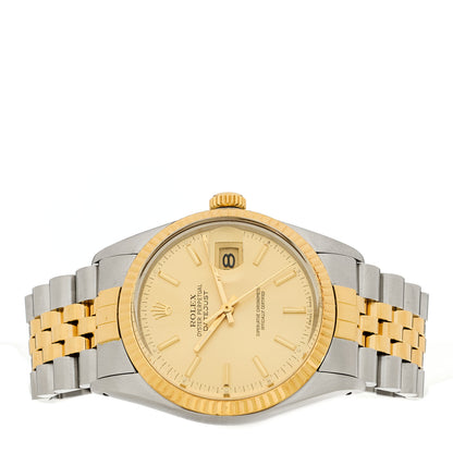 Rolex Stainless Steel 18K Yellow Gold 36mm Oyster Perpetual Datejust Watch Champagne 16013 2 of 4