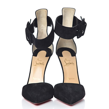 Christian Louboutin Veau Velours Harler 100 Ankle Strap Pumps 40 Black 2 of 13