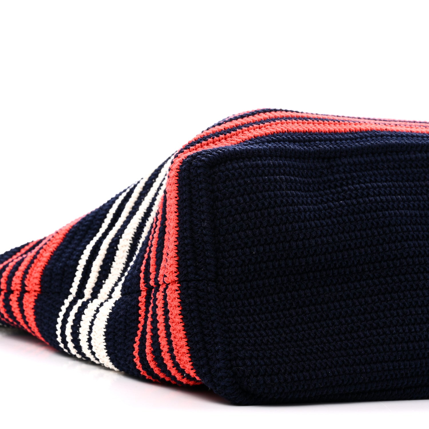 Miu Miu Fabric Crochet Striped Tote Bag Blue Red White 8 of 9