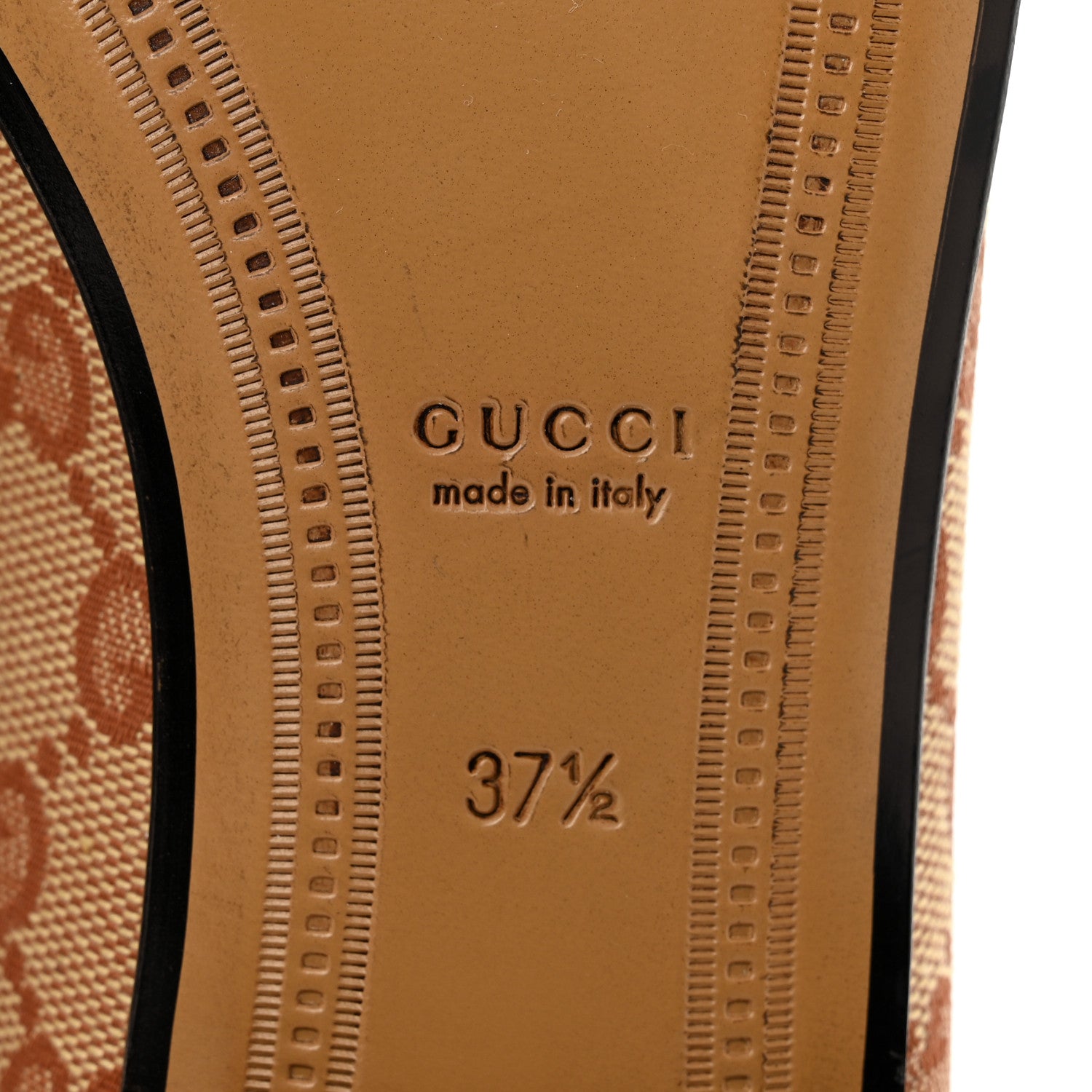 Gucci Canvas GG Monogram Horsebit Womens Jordaan Loafers 37.5 Beige Ruggine 6 of 8