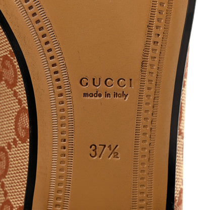 Gucci Canvas GG Monogram Horsebit Womens Jordaan Loafers 37.5 Beige Ruggine 6 of 8