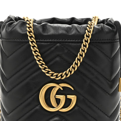 Gucci Calfskin Matelasse Mini GG Marmont 2.0 Bucket Bag Black 8 of 10