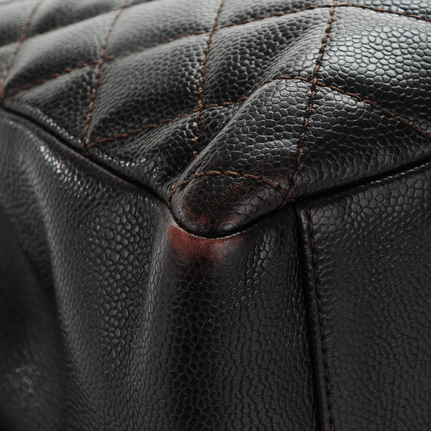 Caviar Quilted Grand Shopping Tote GST Dark Brown