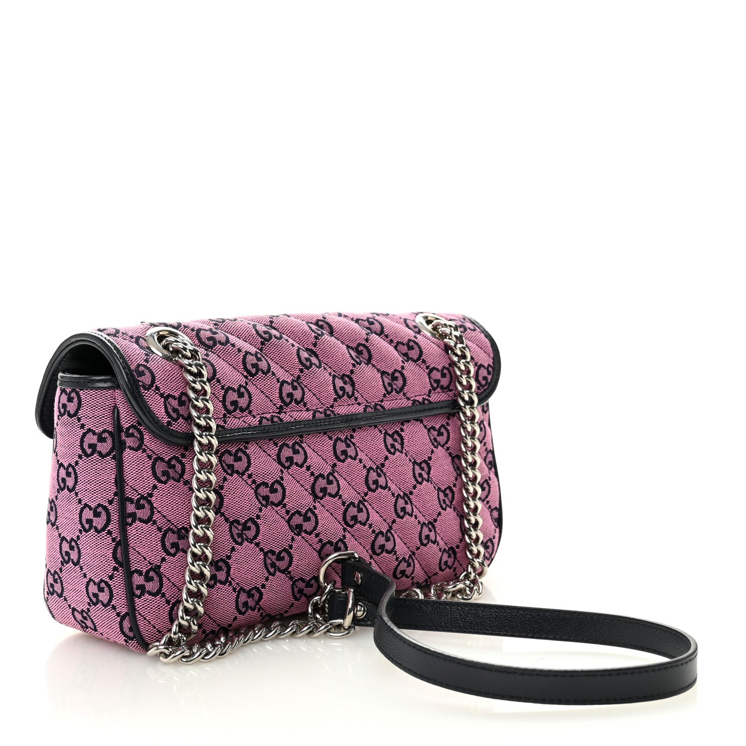 Gucci Monogram Multicolor Matelasse Diagonal Small GG Marmont Shoulder Bag Pink Blue 3 of 10