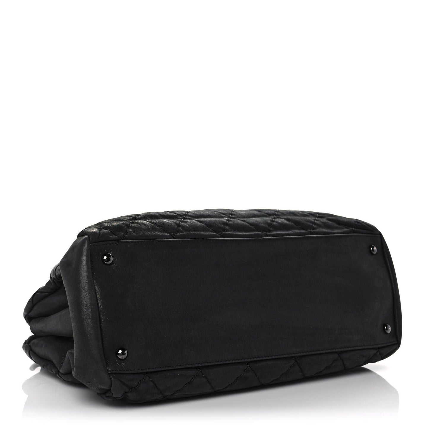 Iridescent Calfskin Large Just Mademoiselle Bowling Bag Black