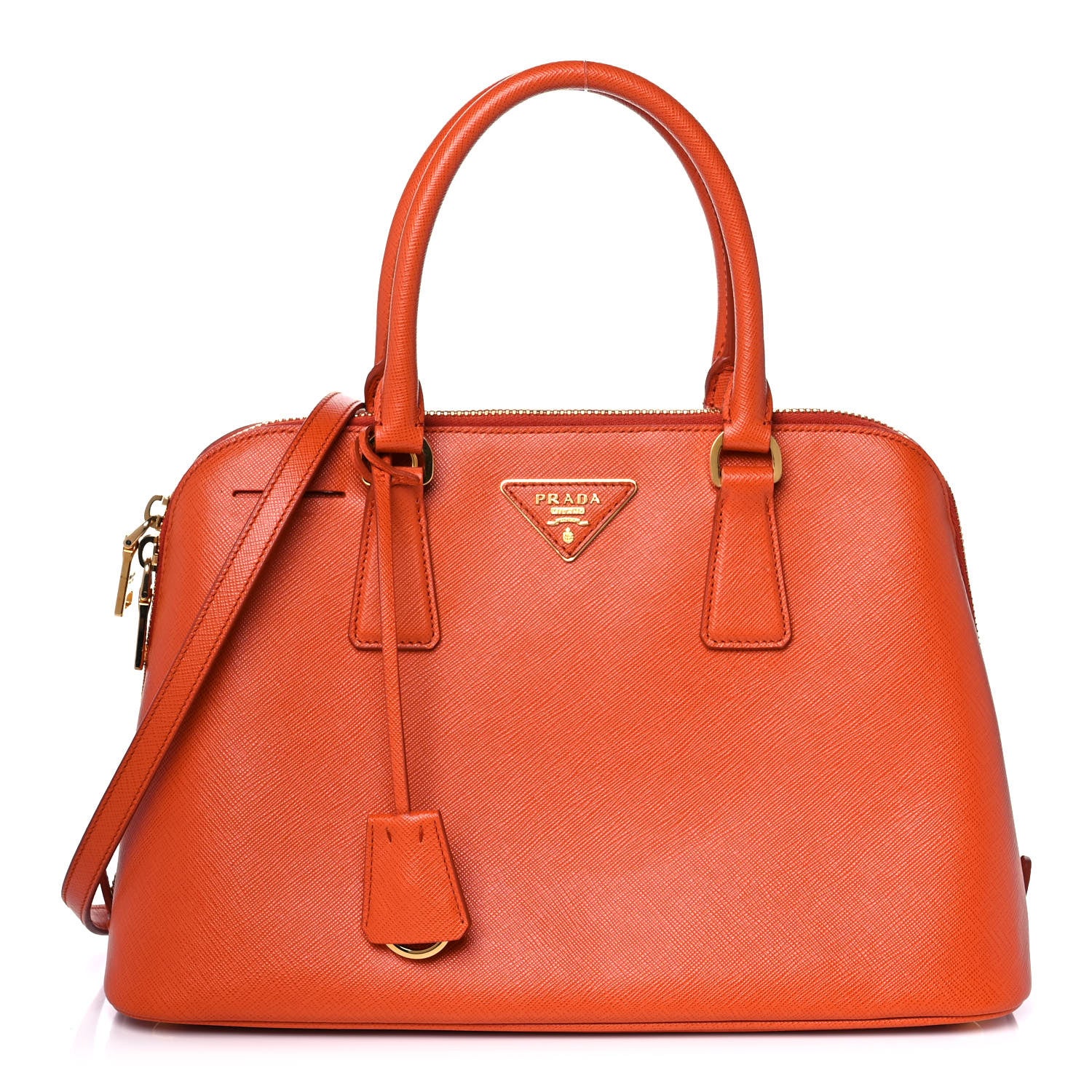 Prada Saffiano Lux Medium Promenade Tote Papaya 1 of 9