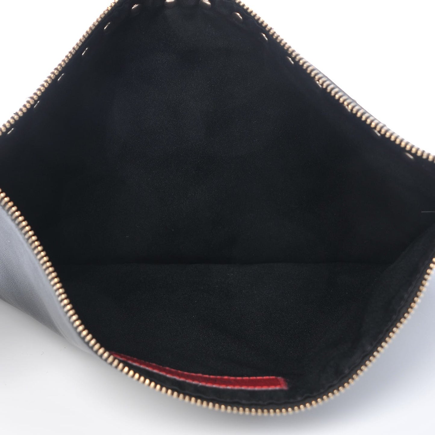 Vitello Large Rockstud Zip Pouch Black
