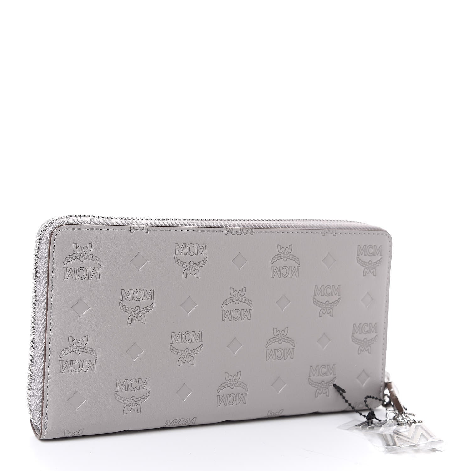 MCM Calfskin Ottomar Monogram Klara Zip Wallet Grey 3 of 7