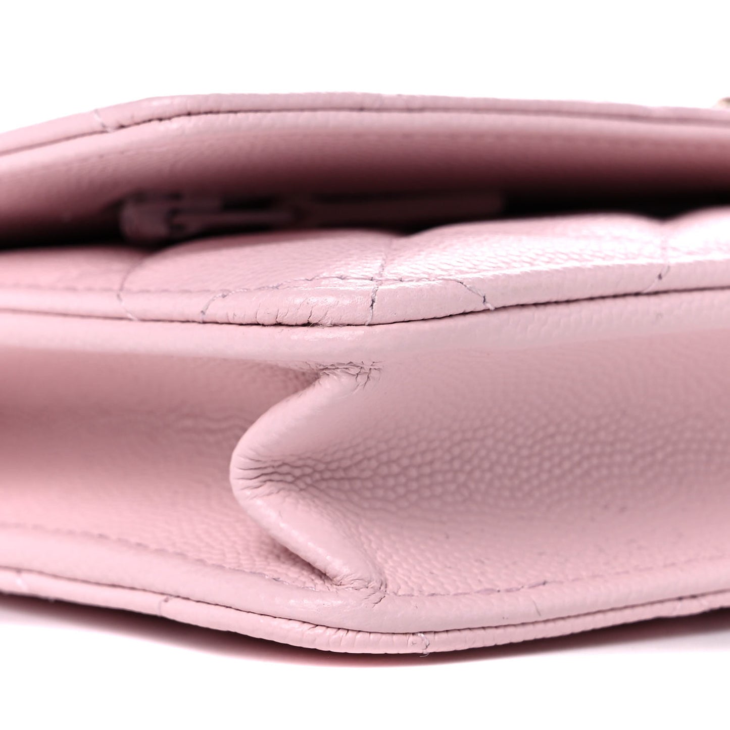 Caviar Quilted Crystal CC Wallet On Chain WOC Light Pink