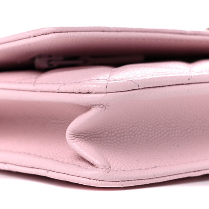 Chanel Caviar Quilted Crystal CC Wallet On Chain WOC Light Pink 9 of 11