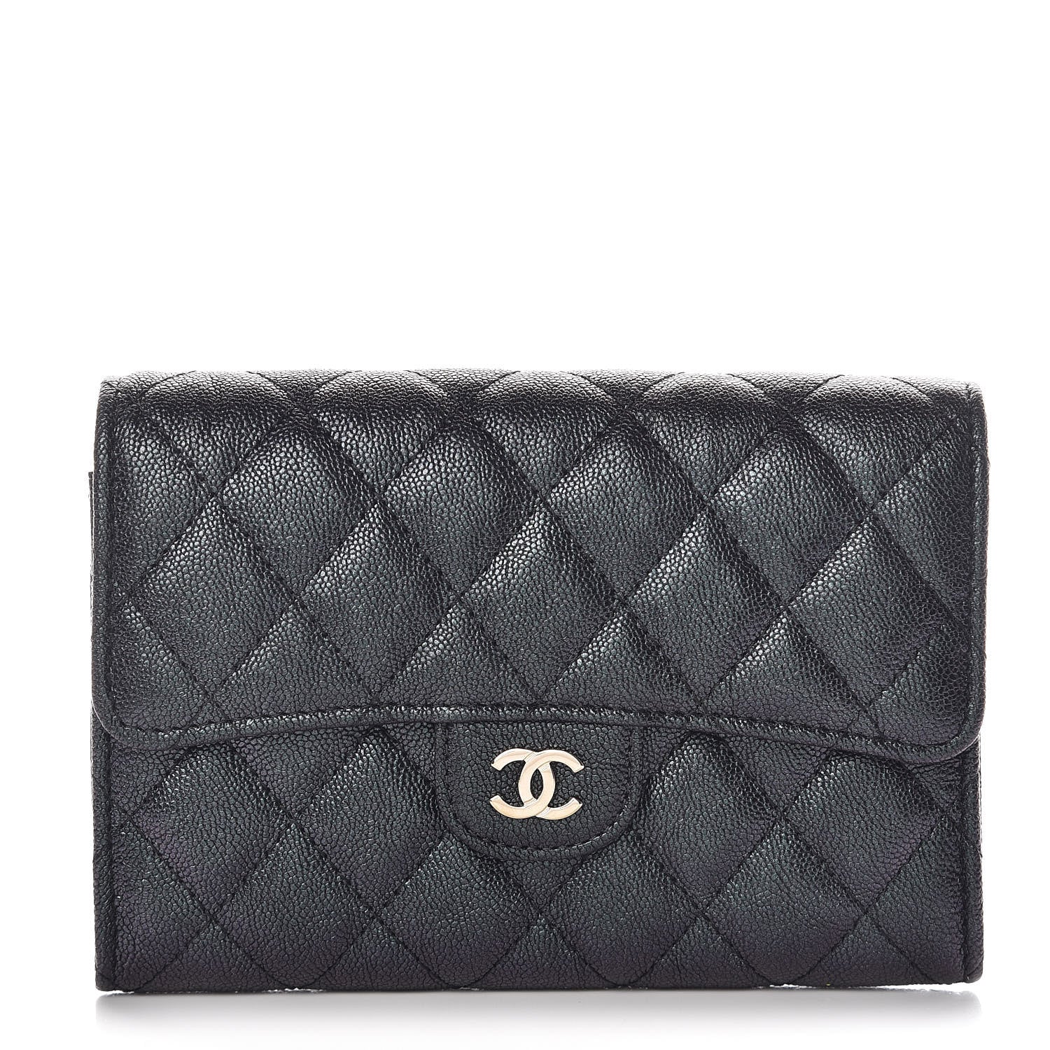 Chanel Iridescent Caviar Quilted Medium Flap Wallet Black 1 of 11