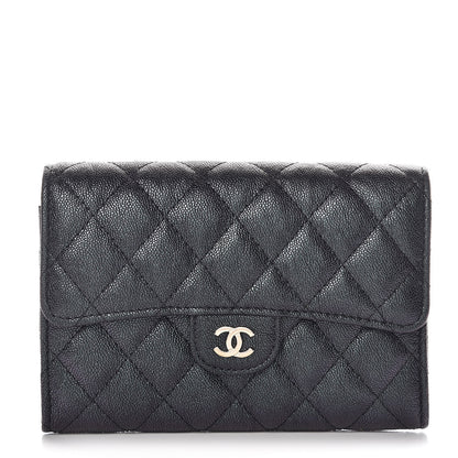 Chanel Iridescent Caviar Quilted Medium Flap Wallet Black 1 of 11