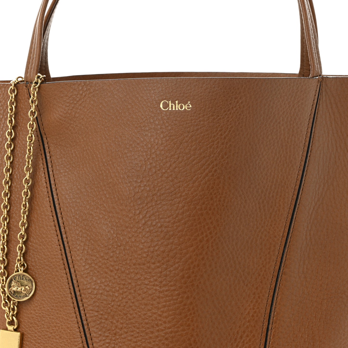 Grained Calfskin Medium Spin Tote Clay Brown