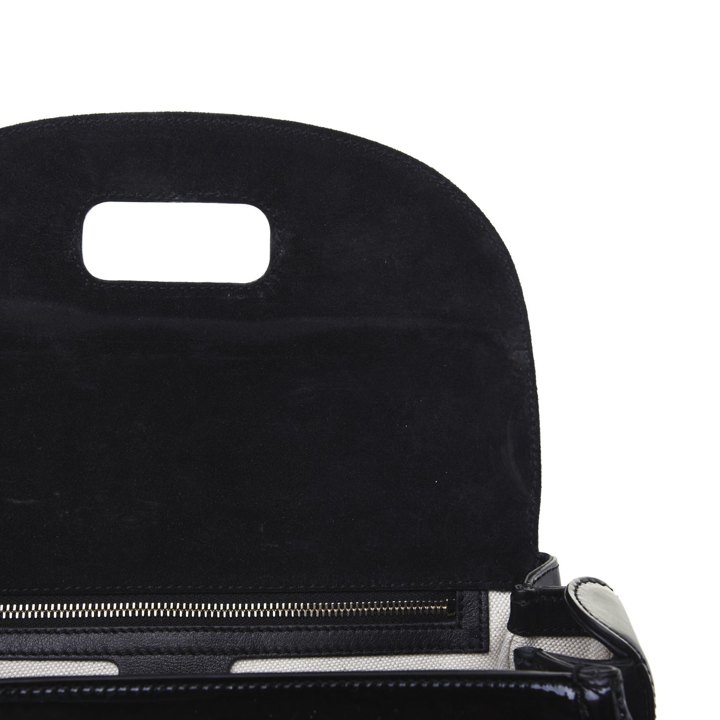 Patent Medium New Bamboo Top Handle Bag Black