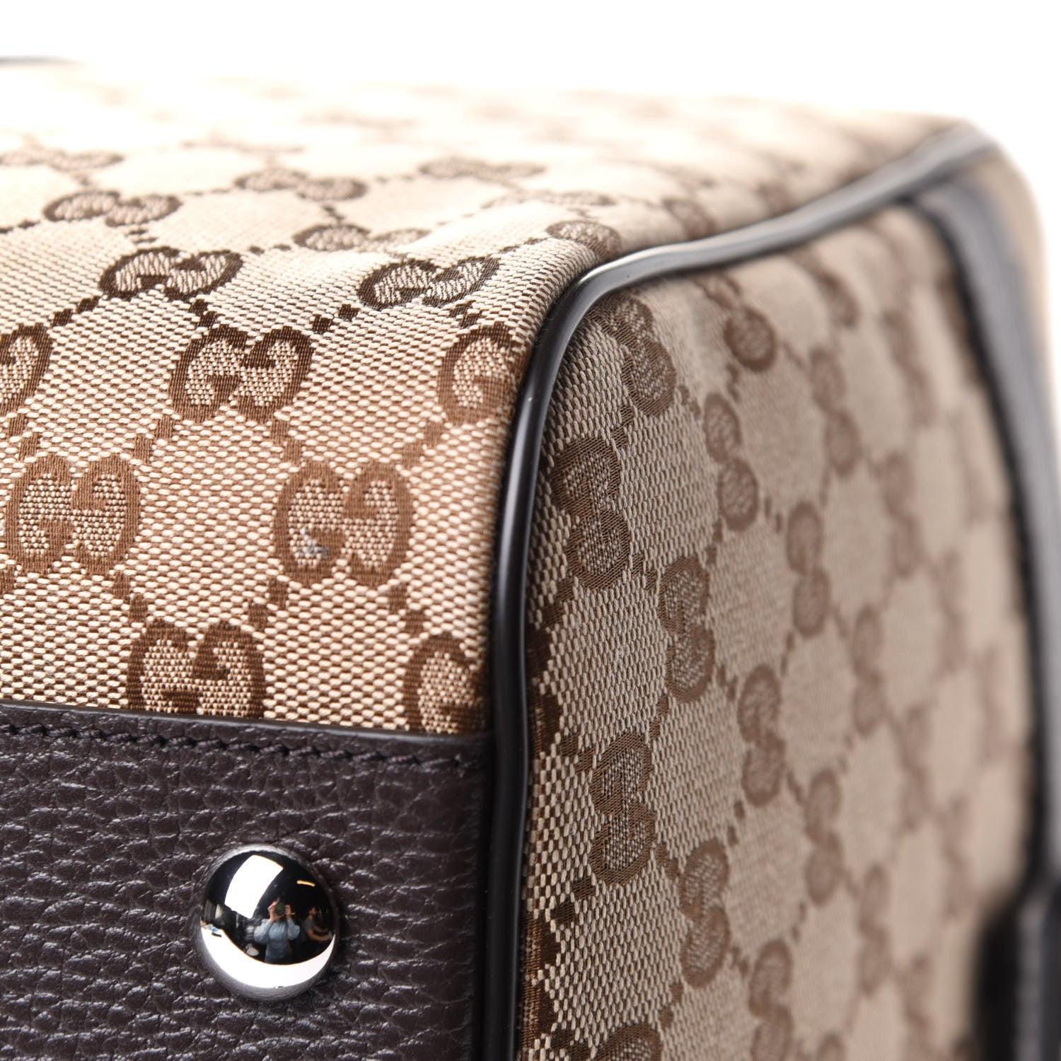 Gucci Monogram Dollar Calfskin Boston Duffle Bag Beige Ebony Testa di Moro Marrone Scuro 12 of 12