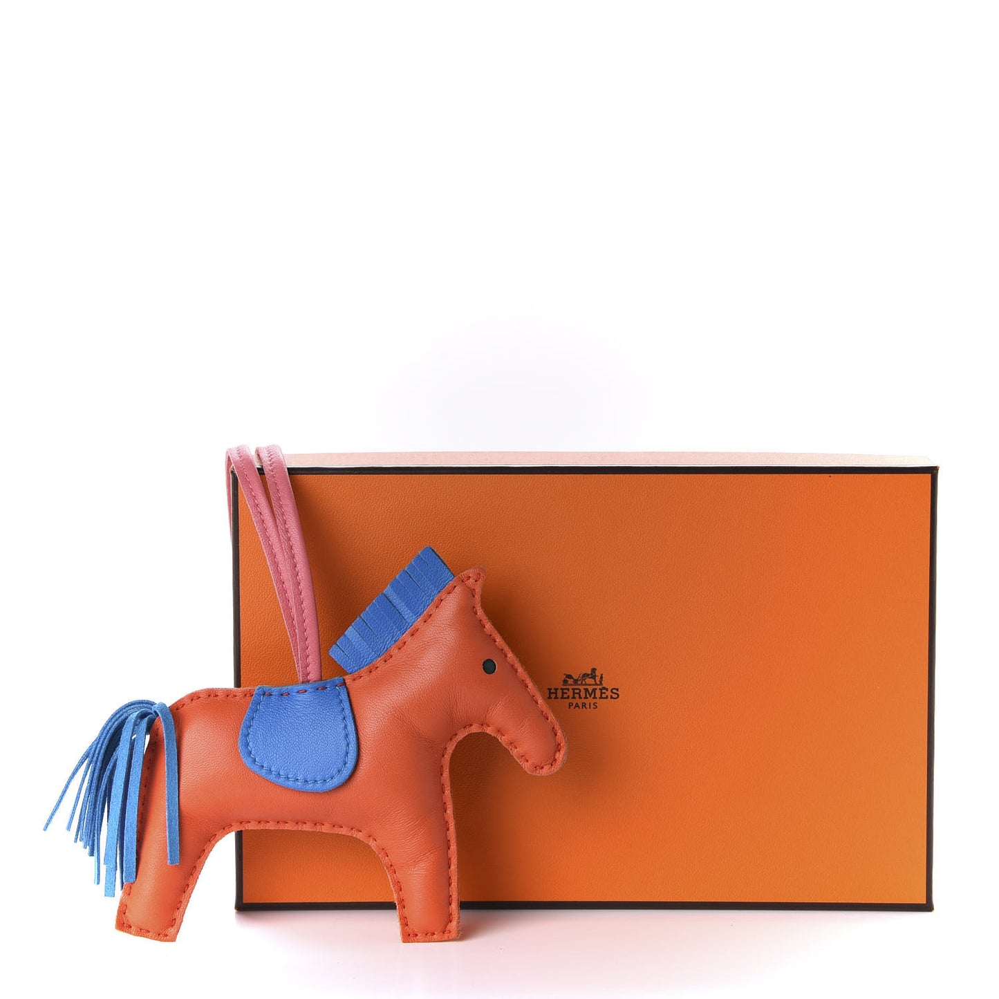 Milo Lambskin Grigri Rodeo Horse Bag Charm GM Orange Poppy Bleu Izmir Rose Azalee
