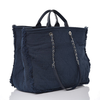 Chanel Canvas Extra Large Double Face Shopping Tote Navy 4 of 8