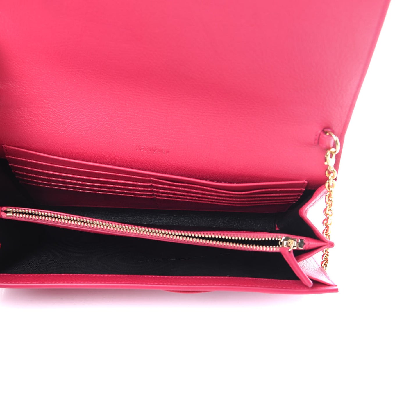 Calfskin Belle de Jour Chain Clutch Fuchsia
