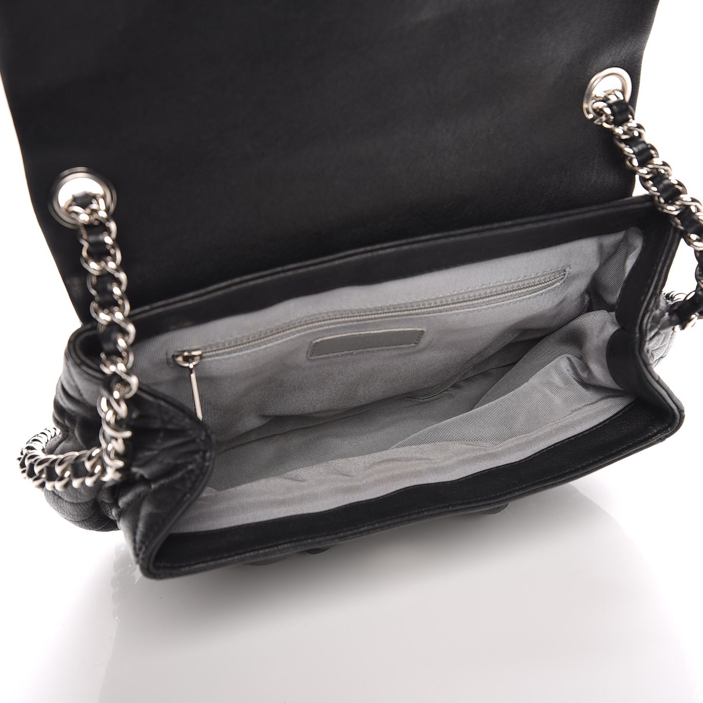 Washed Lambskin Quilted Medium Chain Around Messenger Black