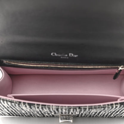 Christian Dior Tweed Embellished Diorama Flap Bag Black White 5 of 13