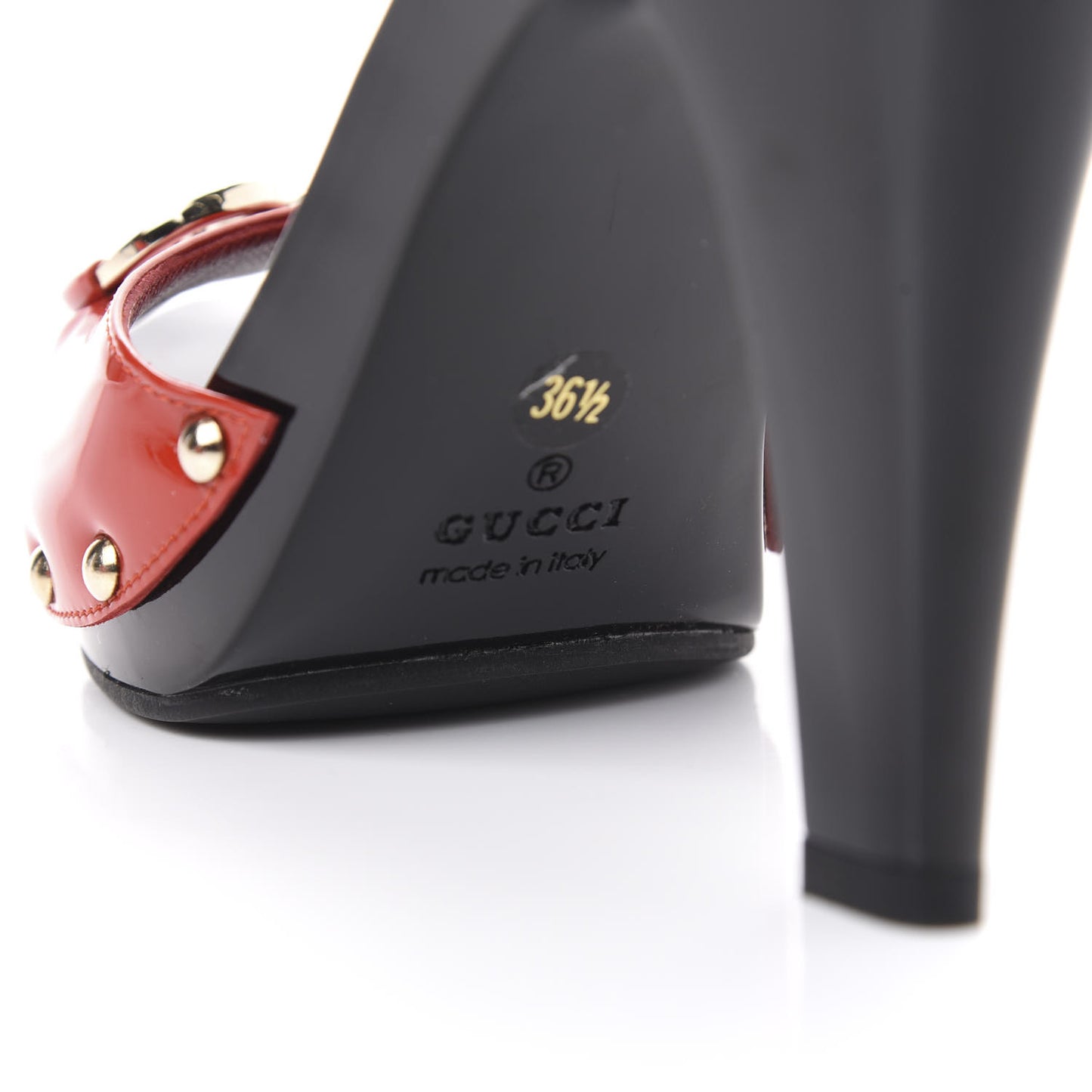 Patent Horsebit Peep Toe Heels 36.5 Black Red