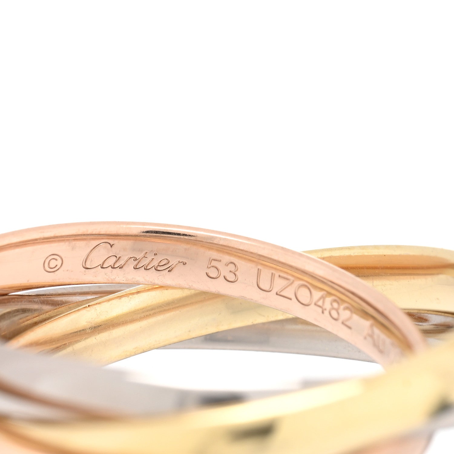 Cartier 18K Pink Yellow White Gold Small Trinity Ring 53 6.25 4 of 5