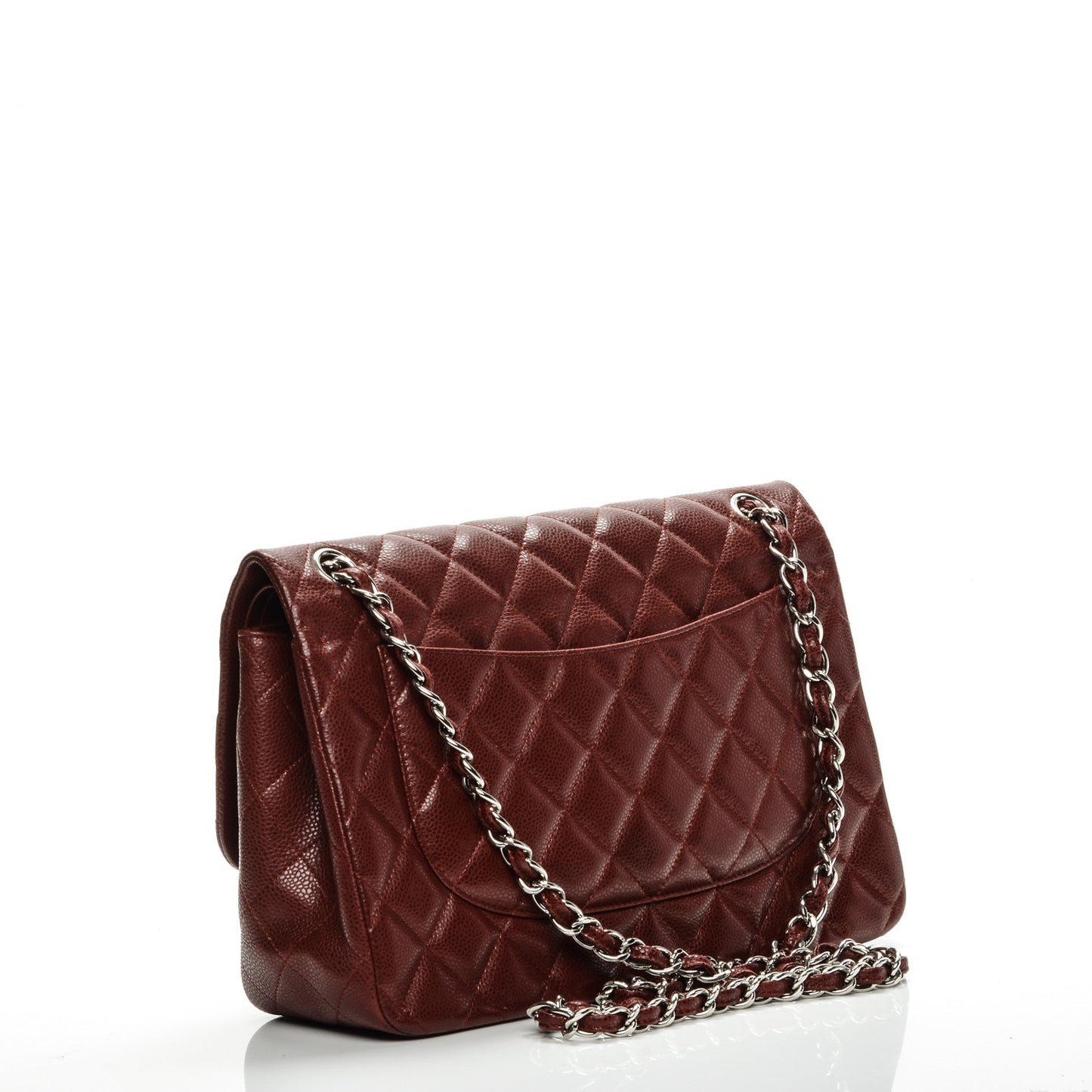 Caviar Quilted Jumbo Double Flap Dark Red
