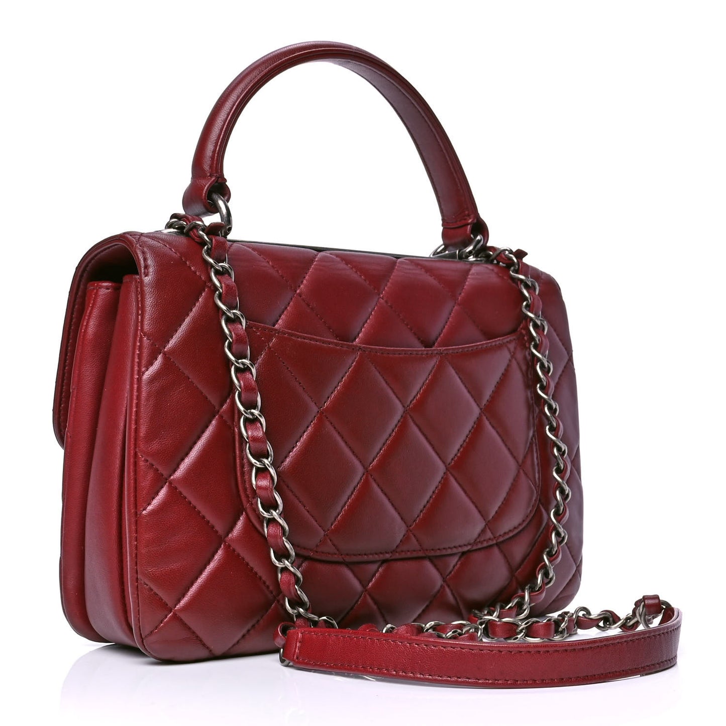 Lambskin Quilted Small Trendy CC Flap Dual Handle Bag Red