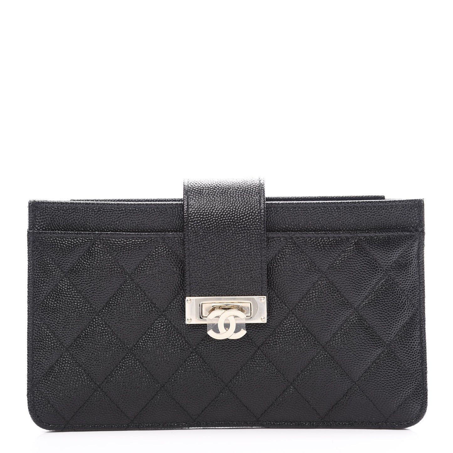 Caviar Quilted CC Strap Pouch Black