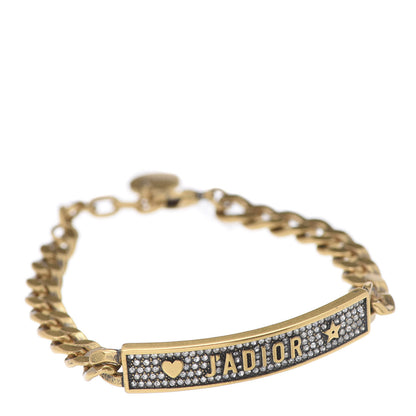 Christian Dior Metal Crystal J'Adior Star Heart Chain Bracelet Aged Gold 1 of 4