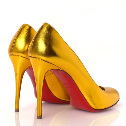 Christian Louboutin Metallic Crinkled Calfskin 100 Pumps 38.5 Gold 5 of 15