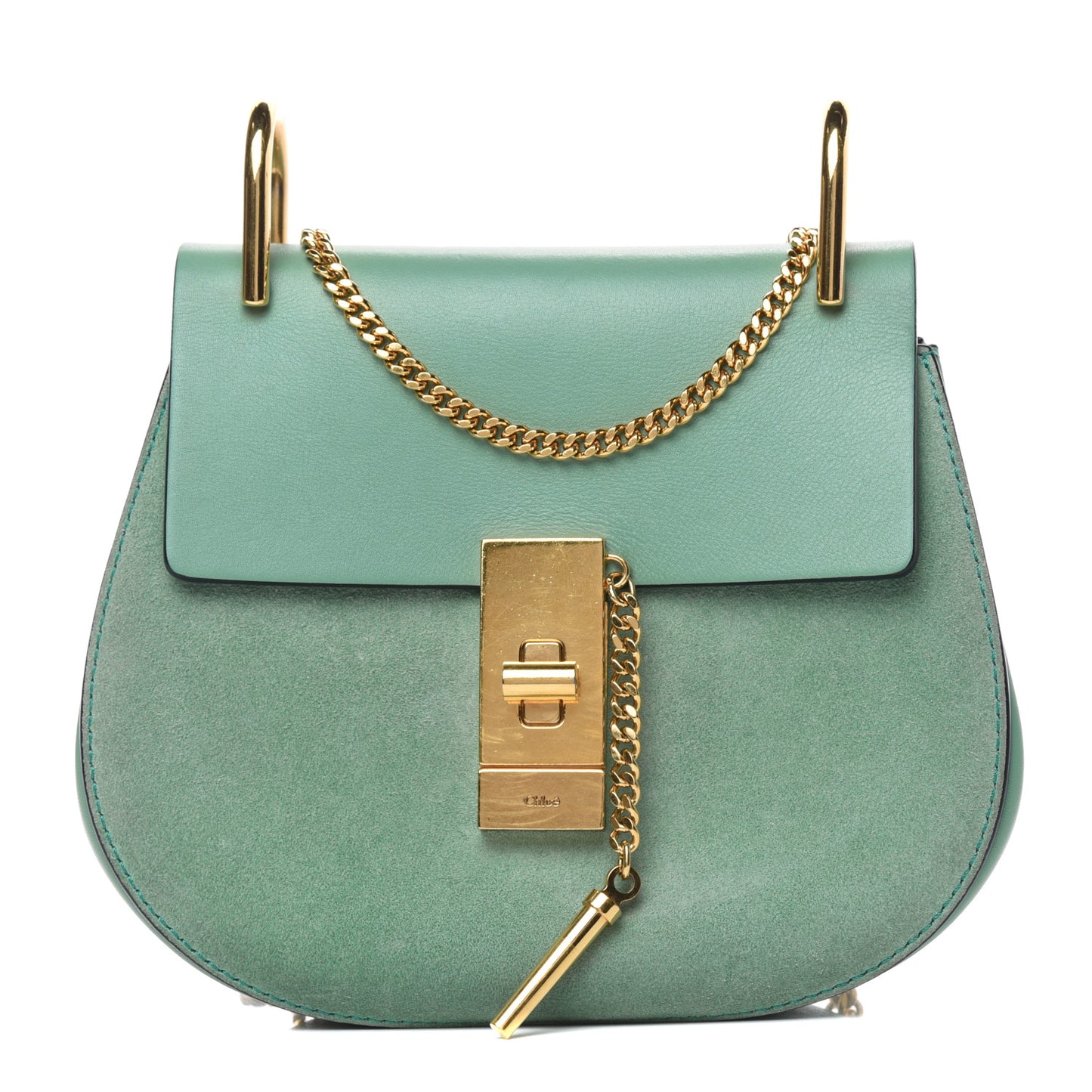 Suede Smooth Calfskin Mini Drew Shoulder Bag Happy Green