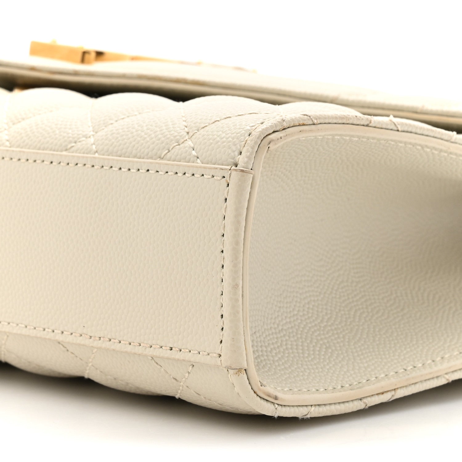 Saint Laurent Grain De Poudre Medium Triquilt Monogram Satchel Crema Soft 9 of 16