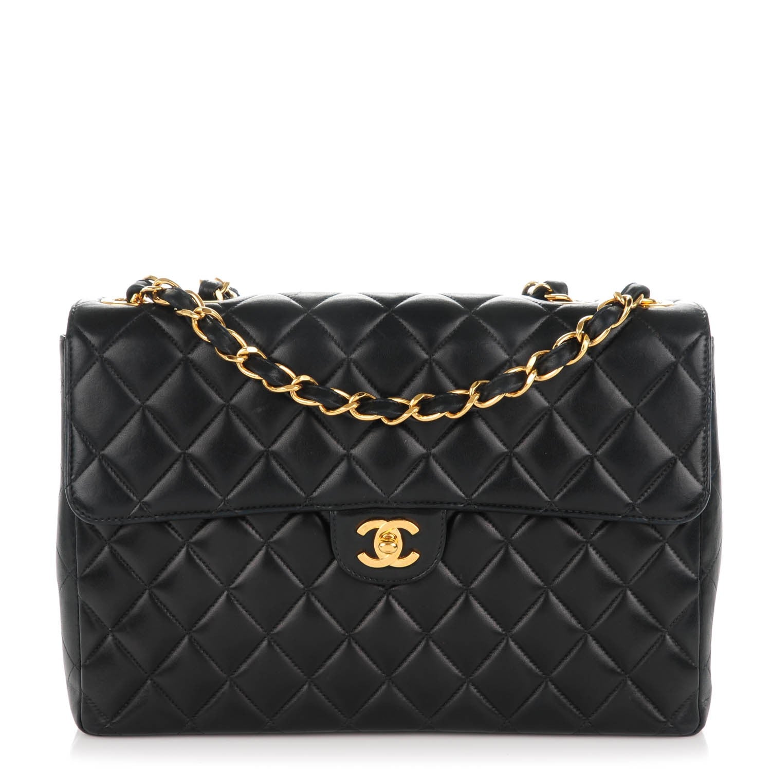Chanel Lambskin Quilted Jumbo Single Flap Black 1 of 12