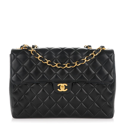 Chanel Lambskin Quilted Jumbo Single Flap Black 1 of 12
