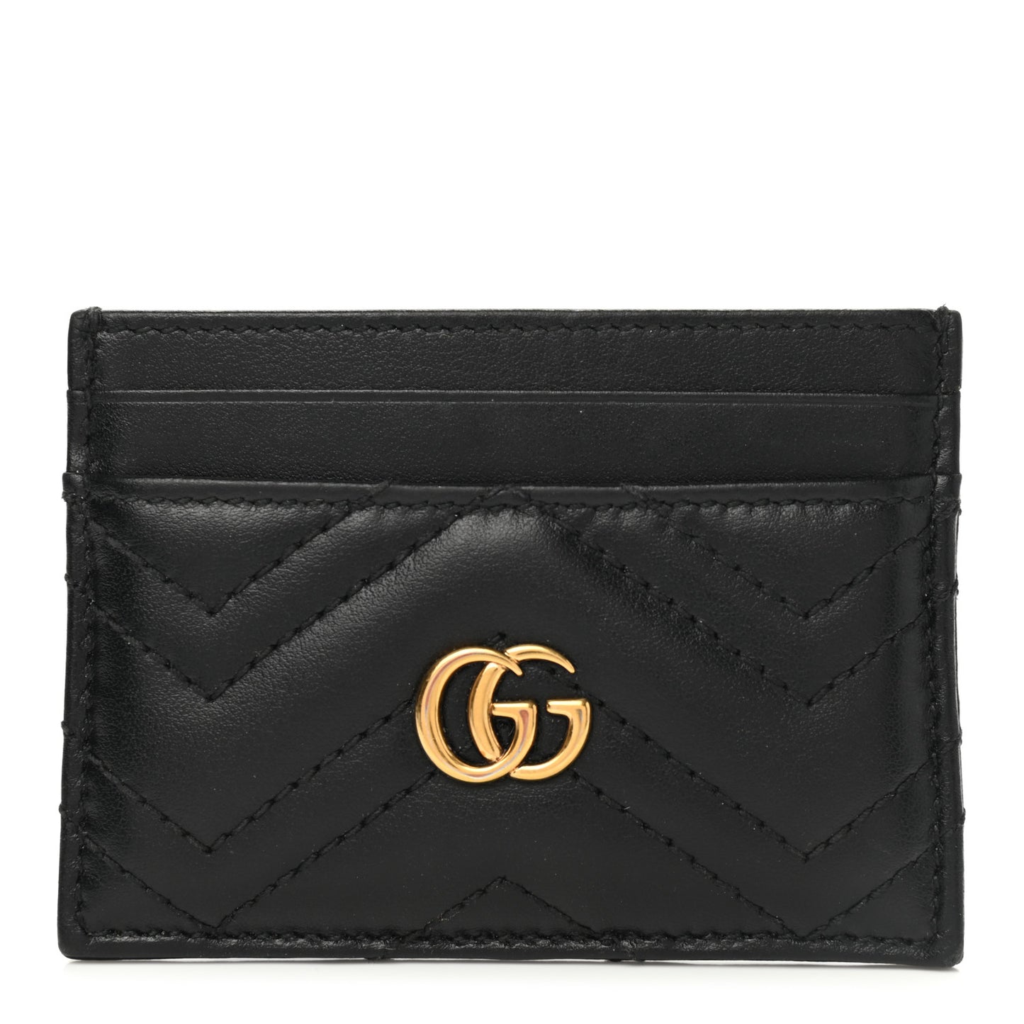 Calfskin Matelasse GG Marmont Card Holder Black