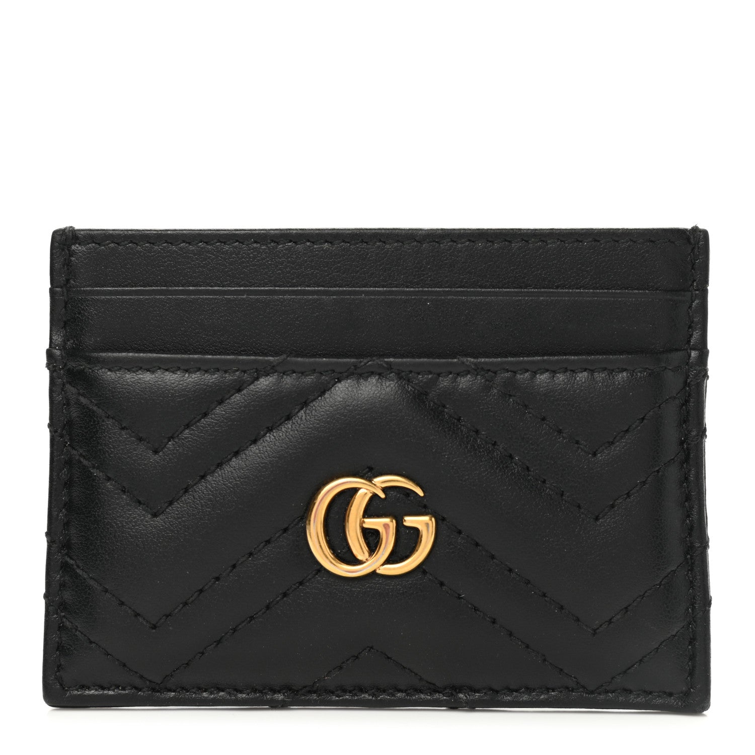 Gucci Calfskin Matelasse GG Marmont Card Holder Black 1 of 7