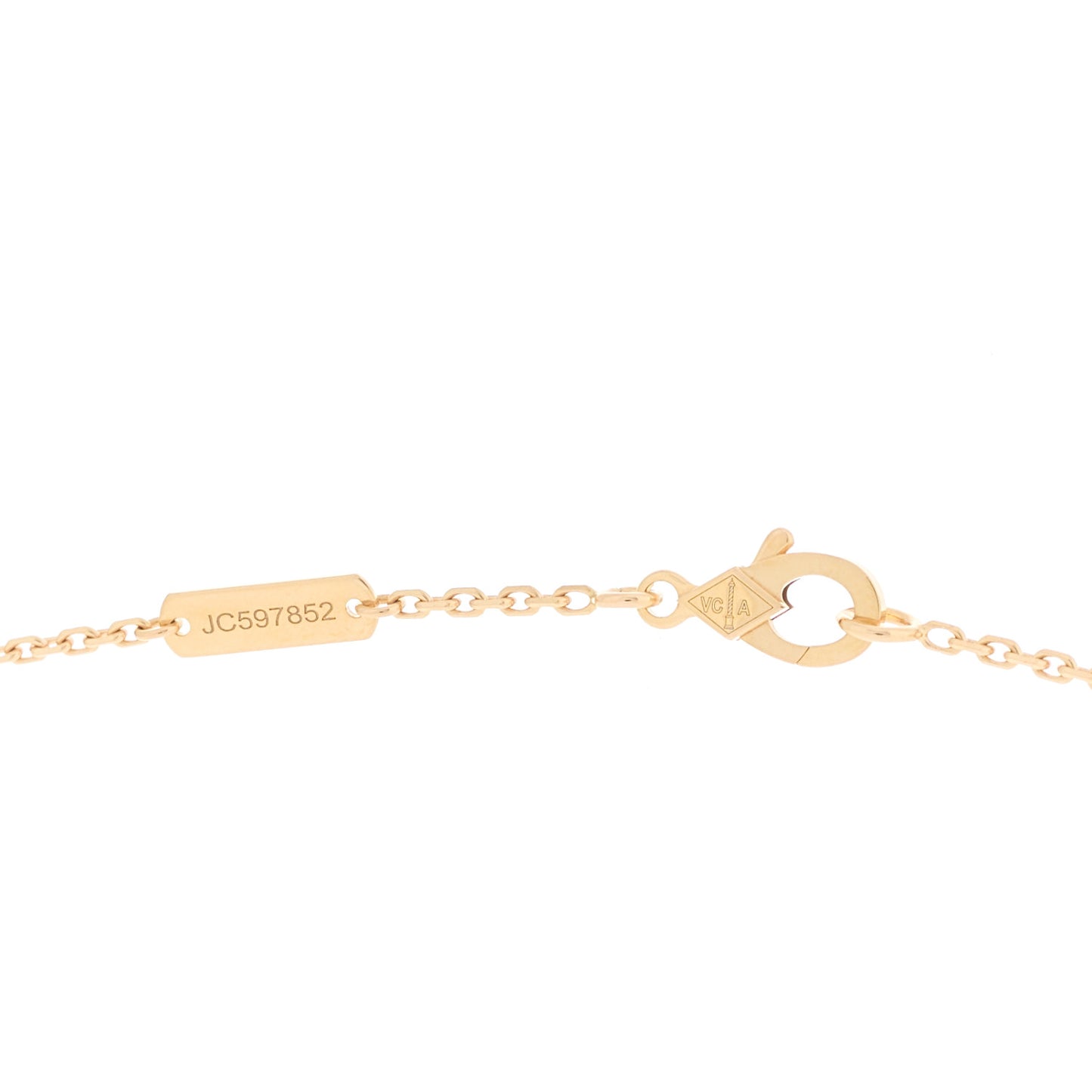 18K Rose Gold Diamond Rhodonite Vintage Alhambra Pendant Necklace