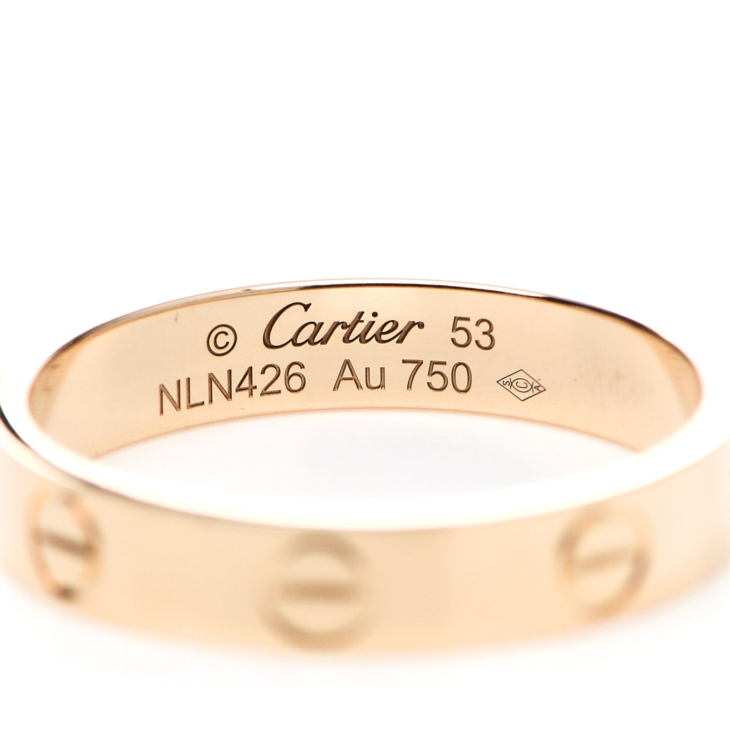 18K Yellow Gold 3.5mm LOVE Wedding Band Ring 53 6.5