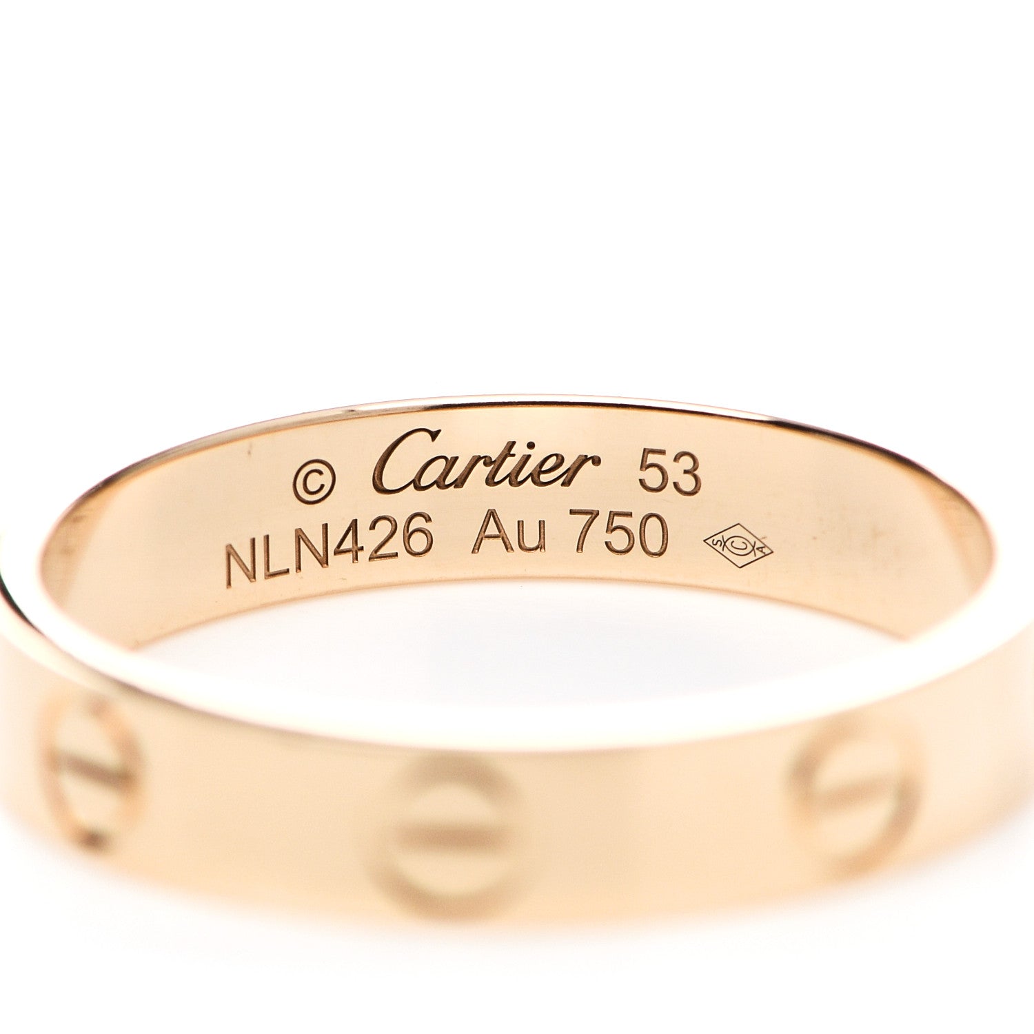 Cartier 18K Yellow Gold 3.5mm LOVE Wedding Band Ring 53 6.5 4 of 5