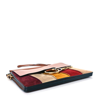 Chloe Suede Calfskin Striped Patchwork Medium Faye Shoulder Caramel Multicolor 3 of 10