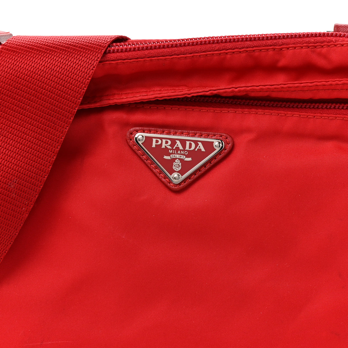 Nylon Vela Saffiano Flat Messenger Bag Rosso